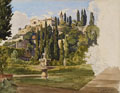 KatNr 012   Heinrich Gärtner, Blick auf den Garten des Giusti-Palasts in Verona. Wohl 1856– 1866.