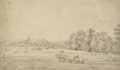 KatNr 006   Johann Theodor Eusebius Faber (zugeschr.), Dresden-Plauen mit Blick auf die Auferstehungskirche. Wohl 1840er/ 1850's.