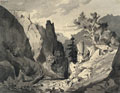 KatNr 002   Eugen Bracht, Nächtliche Schlucht mit gestürztem Reiter. 1860.
