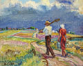 KatNr 228   Hans (Johann) Clar, Heimkehr vor dem Gewitter / Abendgesellschaft. Wohl 1930's.
