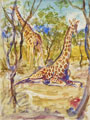 KatNr 442 Hans (Johann) Clar "Afrik.[anisches] Nashorn" / "Leopard" / "Giraffen" / "Orang Utan" / "Zebras". 1st half 20th cent.