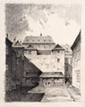 KatNr 720 Otto Reinhardt Loschwitz – Rißweg / "Dresden – Käufferstraße [?] – Frauen-Kloster" / "Dresden – alter Hof am Klosterplatz" / Leubnitz / Dresden-Nord im Grund. Um 1950.