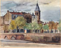 KatNr 660   Karl Kröner, Stadtansicht mit Gewitterwolken. 1941.