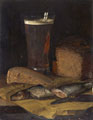 KatNr 204   Emil Brehmer, Stillleben mit Brot und Fisch (Frühstück der Armen). 1888.
