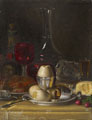 KatNr 203   Emil Brehmer, Stillleben mit Pastete und Ei (Frühstück der Reichen). 1883.