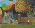 KatNr 159   Paul Schultz-Liebisch "Straße in Alt-Lübbenau mit Eingang zum Volkspark". 1964.