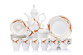KatNr 670   Kaffeeservice "Wellenspiel Pur, Wasservögel" für sechs Personen. Sabine Wachs für Meissen. 1994– 1996.