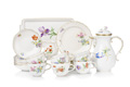 KatNr 666   Kaffeeservice "Bunte Blume" für sechs Personen und Tablett. Meissen. 1958– 1969.