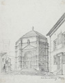 KatNr 278 Frommherz Lobegott Marx, Markusplatz in Venedig / Baptisterium zu Vicovaro, Pisa / Jupitertempel in Rom / Neptunstempel in Paestum. 1834– 1835.