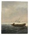 KatNr 001   Simon Jacobsz de Vlieger "Küstenlandschaft" (costal landscape) of the collection of George V., last king of Hannover. 1630's or early 1640's.