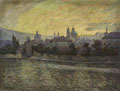 KatNr 095&nbsp;&nbsp; Ladislav Zitek, Prag – Blick über die Moldau auf die Altstadt im Abendlicht. Um 1910.
