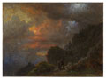 KatNr 028&nbsp;&nbsp; Carl Robert Kummer "Salzkammergut mit abendlichem Gewitter". 1881.