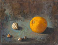 KatNr 112&nbsp;&nbsp; Herbert Aschmann, Stillleben mit Orange und Nüssen. 1974.