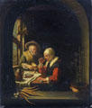KatNr 22 J. Aglietti et Fils nach Frans van Mieris d.Ä. "Das Bauernmahl". 1650 - 1655.