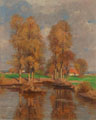 KatNr 086&nbsp;&nbsp; Gustav Adolf Thamm, Landschaft mit Weiher. Early 20th cent.