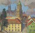 KatNr 117&nbsp;&nbsp; Rudolf Bergander "Meissen mit Frauenkirche". 1948.