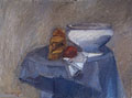KatNr 131&nbsp;&nbsp; Klaus Drechsler "Stilleben mit Weißbrot und Terrine". 1983.
