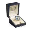 KatNr 657 Außergewöhnlicher Art déco – Ring mit Aquamarin-Solitär. Wohl Lameyer & Sohn, Hannover.