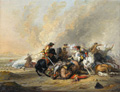 KatNr 1 Karel Breydel (zugeschr.), Schlacht am Kahlenberg mit polnischen Husaren und Türken / Schlacht von preussischen gegen schwedische Truppen im Großen Nordischen Krieg (?). Wohl 1720's.