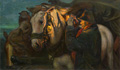 KatNr 067&nbsp;&nbsp; Osmar Schindler "Im Kumtlampenschein". 1901. Formatverkleinerte Kopie, wohl um 1920/1930.