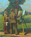 KatNr 116&nbsp;&nbsp; Erich Fraaß "Maler und Zuschauer". Um 1969.