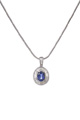 KatNr 596&nbsp;&nbsp; Collier mit Saphir-Solitär und Diamanten.