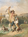 KatNr 195&nbsp;&nbsp; Emmanuel Adolphe Midy, Knabe mit springenden Hunden. Um 1870.