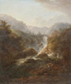 KatNr 014&nbsp;&nbsp; Franz Scheyerer (zugeschr.), Landschaft mit Wasserfall. Wohl 1820's.