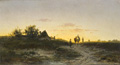 KatNr 019&nbsp;&nbsp; Anton Windmaier, Heimkehrende Landleute bei Pang (Oberbayern). 1872.