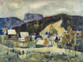 KatNr 383&nbsp;&nbsp; Alfred Hesse "Bielatal mit Pfaffenstein". Wohl 1970's.
