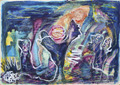 KatNr 407&nbsp;&nbsp; Edmund Kesting, Nächtliche Darßlandschaft mit Buchen. 1960's.