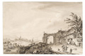 KatNr 183&nbsp;&nbsp; Adrian Zingg, Landschaft nahe Manter (Normandie). Vor 1790, wohl 1759–1766.