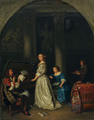 KatNr 003&nbsp;&nbsp; Caspar Netscher (nach) "Musizierendes Paar". 1666. Kopie von Theodor Lazer Mid 19th cent.