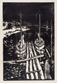 KatNr 220&nbsp;&nbsp; Siegfried Berndt, Boote am Blauen Wunder, Dresden / Allee / Bewaldete Landschaft / Alter Baum im Schnee / Karge Landschaft. 1910er-1920's.