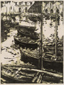 KatNr 215&nbsp;&nbsp; Siegfried Berndt, Boote am Anleger. 1910's