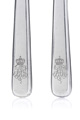 KatNr 665 Zwei Fischmesser mit dem Monogramm Friedrich August III., König von Sachsen. Gold- und Silberwarenfabrik Albrecht Künne, Altena. Wohl um 1900.