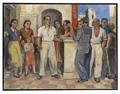 KatNr 094&nbsp;&nbsp; Johannes Beutner "Diskussion (vor dem Streik)". 1951.