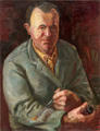 KatNr 048&nbsp;&nbsp; George Grosz "Self-portrait with Paintbrush" (Selbstbildnis mit Pinsel). 1938.