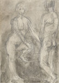 KatNr 454&nbsp;&nbsp; Wilhelm Rudolph "Doppelaktstudie II". Wohl 1960's.