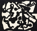 KatNr 131&nbsp;&nbsp; Günter Horlbeck "Skurrile Figuration in Schwarz". 1990.