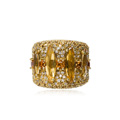 KatNr 605 Extravaganter Gelbgold-Ring mit Citrinen im Navetteschliff. Evtl. Robert Guild, USA.