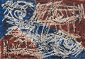KatNr 348&nbsp;&nbsp; Hans Christoph "Informel, rot, blau" (Zwei Fische). 1969.