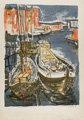 KatNr 483 Erhard Hippold, Ostsee – fünf große Farb-/Lithografien (u.a. Hafen Wismar) und eine Radierung. 1960's.