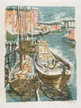 KatNr 485 Erhard Hippold, Ostsee – u.a. Wismar, Alter Hafen – vier große Farblithografien. 1950–1961.