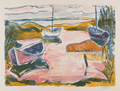 KatNr 485 Erhard Hippold, Ostsee – u.a. Wismar, Alter Hafen – vier große Farblithografien. 1950–1961.