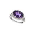 KatNr 803&nbsp;&nbsp; Weißgold-Entouragering mit Amethyst-Solitär (ca. 3,8 ct).