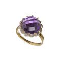 KatNr 801&nbsp;&nbsp; Blütenring mit Amethyst-Solitär (ca. 6,3 ct).