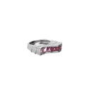 KatNr 805 Hoch aufgebauter Weißgold-Ring mit rosa Turmalinen. Rajola, Italien.