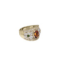 KatNr 817&nbsp;&nbsp; Bandring mit Schleifen aus Diamant und ein zentralen orangem Saphir.
