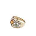 KatNr 817 Bandring mit Schleifen aus Diamant und ein zentralen orangem Saphir.